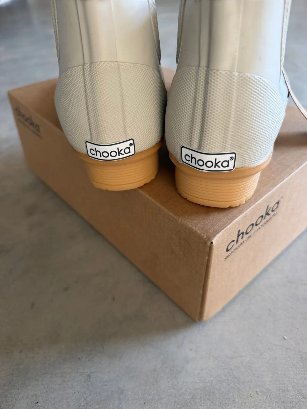 chooka Waterproof Ankle Rain Boots with Gum Sole size 7 sand, color, memory foam